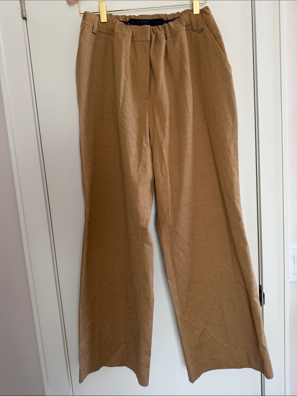 Escada women’s cotton Relaxed Straight-Leg tan trousers size 46